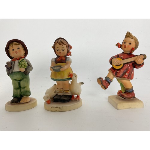 110 - 6 GOEBEL HUMMEL FIGURINES INC  LOST SHEEP,  SCHOOL BOY,  BE PATIENT  TALLEST 12.5cm