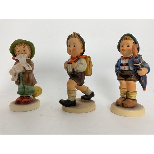 110 - 6 GOEBEL HUMMEL FIGURINES INC  LOST SHEEP,  SCHOOL BOY,  BE PATIENT  TALLEST 12.5cm