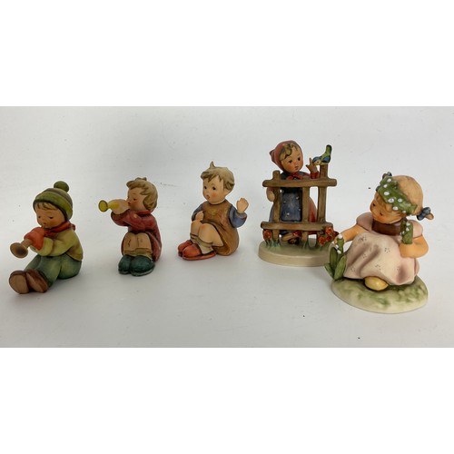 114 - 9 GOEBEL HUMMEL FIGURINES INC  FOREVER YOURS, WE CONGRATULATE, GARDEN SPLENDOR TALLEST  10cm