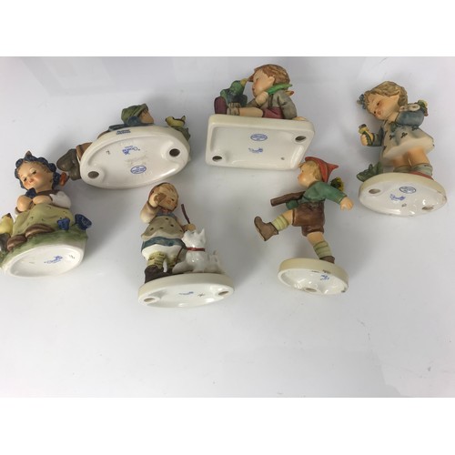 151 - 6 GOEBEL HUMMEL FIGURINES BOXED INC BOTANIST, LAZYBONES, BUMBLEBEE FRIEND ETC