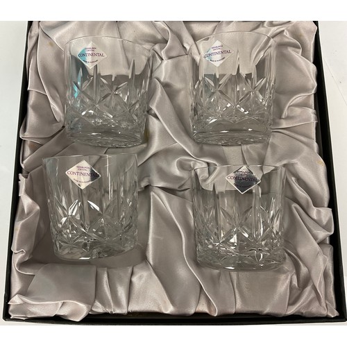 279 - 4 BOXED EDINBURGH CRYSTAL WHISKEY TUMBLERS AND 2 BOXED CRYSTAL BRANDY GLASSES