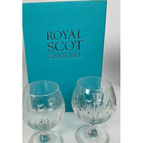 279 - 4 BOXED EDINBURGH CRYSTAL WHISKEY TUMBLERS AND 2 BOXED CRYSTAL BRANDY GLASSES