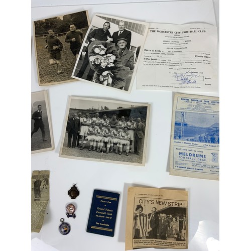 80 - FOOTBALL EPHEMERA INC SIGNED OLD PHOTOGRAPHS, CYRSTAL PALACE PLAYERS PASS , WORCESTER CITY SUPPORTER... 