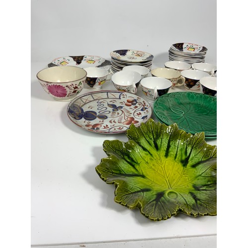 214 - DECORATIVE PART TEA SET TOGETHER WITH VARIOUS MISCELLANEOUS PLATES ETC