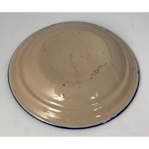 186 - TIN GLAZED EARTHENWARE DISH, APPROX. 32 cm dia.