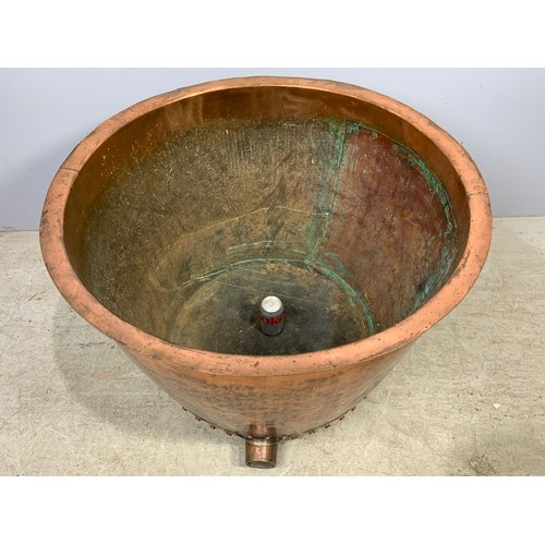 325 - MASSIVE STUDDED COPPER LOG BIN 81cm DIAMETER 57cm TALL