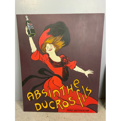 47 - LARGE FRENCH ADVERTISING PICTURE ON CANVAS, ‘ABSINTHE’ APPROX. 102 X 127 cm AND A SMALLER FRENCH ADV... 