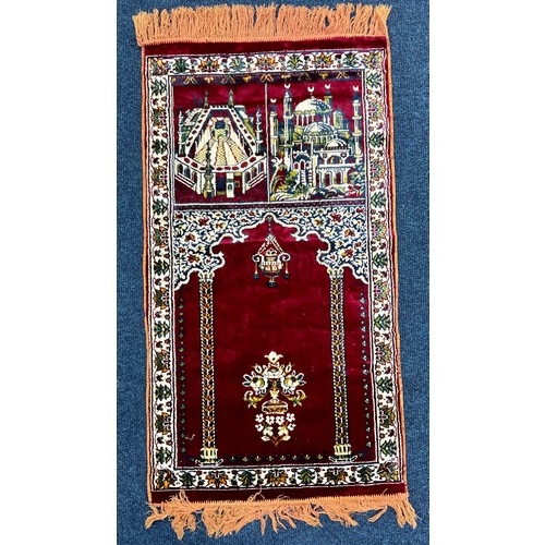 742 - SILK PRAYER MAT, APPROX. 100 X 55 cm excl. fringe