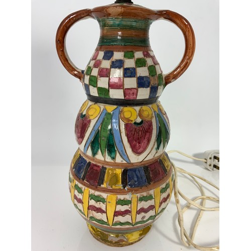 191 - COLOURFUL POTTERY LAMP