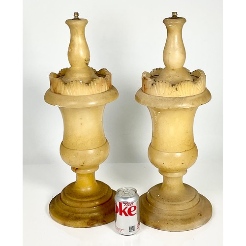 240 - PR. LARGE CREAM MARBLE LAMP BASES, APPROX. 55 cm