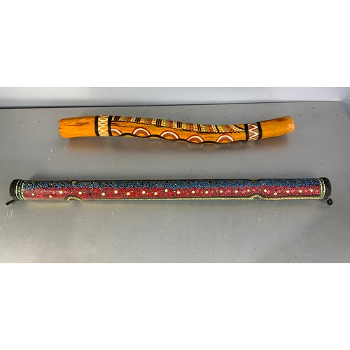 360 - 2 DECORATIVE DIDGERIDOO/SHAKING STICKS