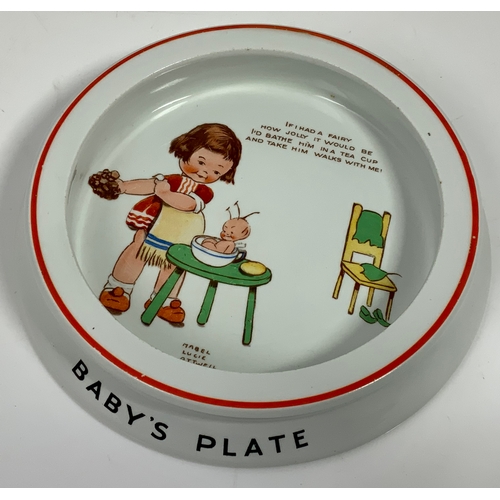 181 - SHELLEY, 2 BABY PLATES, A CIRCULAR ONE APPROX. 20 CM DIAMETER, & AN OVAL ONE 21 CM MAX. BOTH WITH MA... 