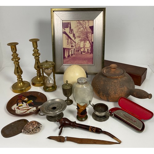 311 - MISC INCLUDING BRASSWARE, METALWARE, OSTRICH EGG