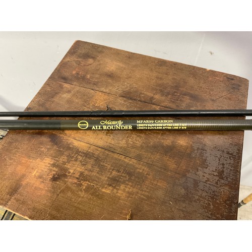 465 - 3 CARBON FLY FISHING RODS TOGETHER WITH 2 TUBES