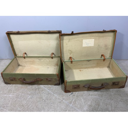 376 - 2 VINTAGE CANVAS SUITCASES