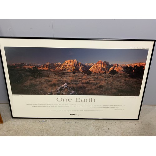 42 - FRAMED PHOTOGRAPHIC PRINT, ONE EARTH, A RICHARD FURHOFF, LAS VEGAS, WITH WORDS  BY THEODORE ROOSEVEL... 