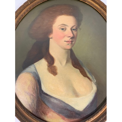 4 - 19TH CENTURY OVAL OIL ON CANVAS PORTRAIT 59cm  x 48cm