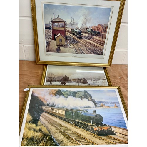 272 - 3 RAILWAY PRINTS NICOLAS TRUDGIAN, SUMMER SATURDAY ON THE SEA WALL. PETER OWEN -JONES LODE STAR & WI... 