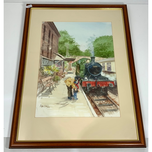 271 - 3 FRAMED ALAN WARD RAILWAY PRINTS, BASED ON THE WEST SOMERSET RAILWAY, PRAIRIE TANKS AT 3 LOCATIONS,