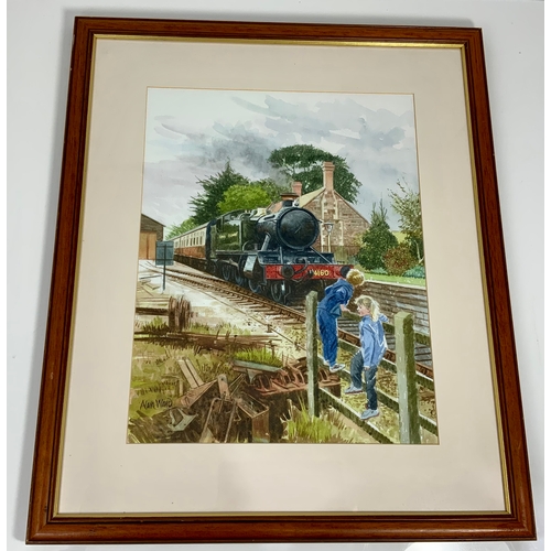 271 - 3 FRAMED ALAN WARD RAILWAY PRINTS, BASED ON THE WEST SOMERSET RAILWAY, PRAIRIE TANKS AT 3 LOCATIONS,