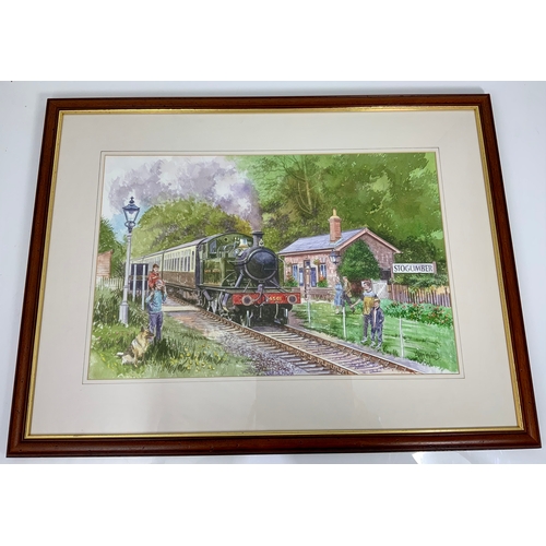 271 - 3 FRAMED ALAN WARD RAILWAY PRINTS, BASED ON THE WEST SOMERSET RAILWAY, PRAIRIE TANKS AT 3 LOCATIONS,