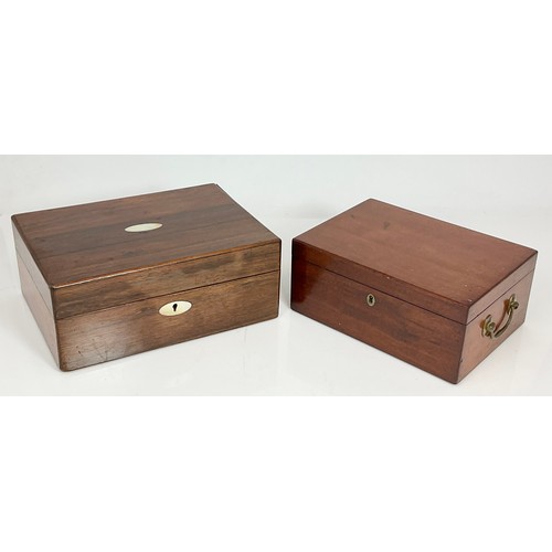 353 - SEWING BOX AND CONTENTS TOGETHER WITH A WRITING BOX