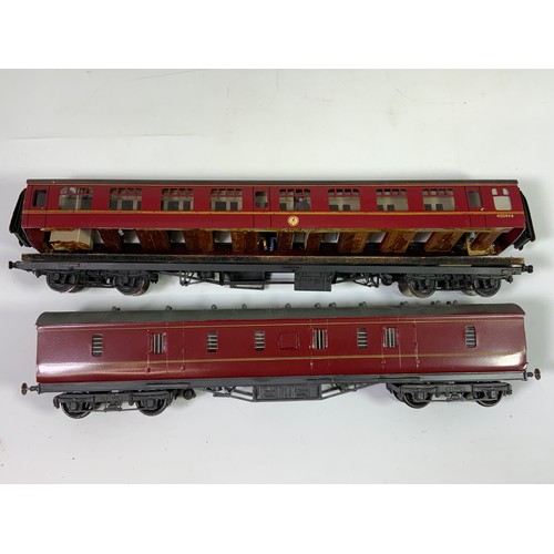 437 - 0 GAUGE 6 MODEL RAILWAY KIT BUILT COACHES, ALL BR MK 1 IN LM CRIMSON, INC BSK, TSO, FK, SK & BD