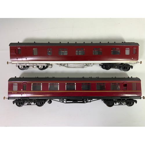 438 - 0 GAUGE KIT BUILT MODEL RAILWAY COACHES, LMS EPOCH, X5, INC. TSO, FIRST & TWO BRAKE THIRDS, ALL U/B