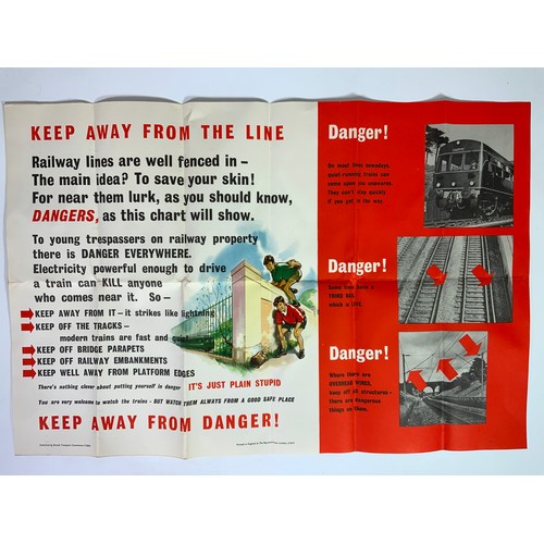 248 - RAILWAY INTEREST, A BRITISH TRANSPORT POSTER, P2063, KEEP OFF THE LINE, 75 CM X 51 CM, FOLDED CONDIT... 