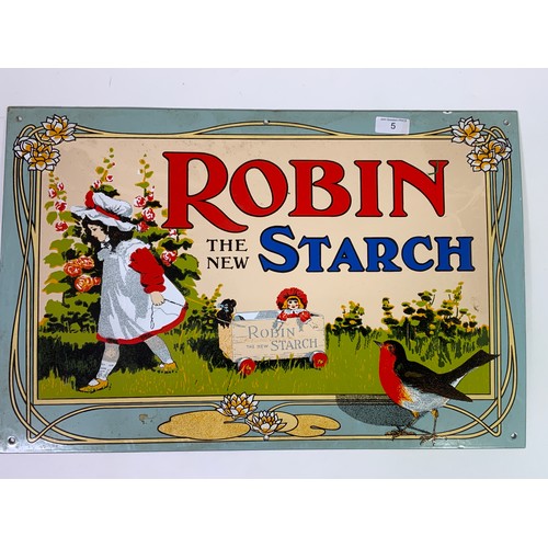 5 - REPRO ADVERTISING SIGN, ROBIN THE NEW STARCH 53 X 35