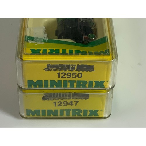 321 - 2 BOXED MINITRIX EX LNER LOCOMOTIVES, 12950 4472 FLYING SCOTSMAN & 12947 A4 60022 MALLARD, ADVISED L... 