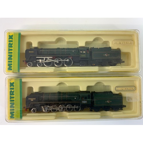 322 - MINITRIX, 2 BOXED N GAUGE LOCOMOTIVES, 12037 70000 BRITANNIA, & 12041 9F 92220 EVENING STAR