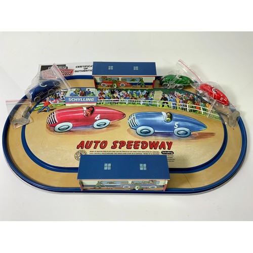 154 - SCHYLLING AUTO SPEEDWAY SET, TRACK, THREE CARS, 2 KEYS