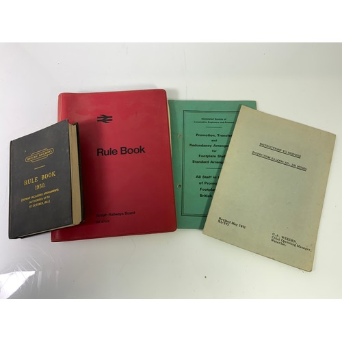 239 - BRITISH RAILWAYS RULE BOOK 1950, 1972, ASLEF 1968 & INSPECTION SALOON 975025 DRIVERS INSTRUCTIONS