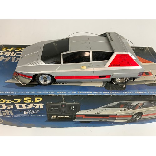 25 - A JAPANESE, BERTONE RADIO CONTROLLED CAR, ALFA ROMEO NAVAJO, BOXED.