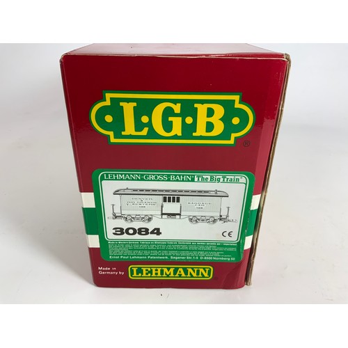 495 - LGB G SCALE BOXED 3084 BOX CAR, DENVER & RIO GRANDE WESTERN 126, BOGIE CAR