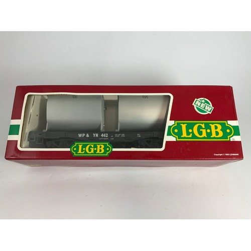 492 - LGB GAUGE 1 BOXED BOGIE FREIGHT WAGON  4086 BEHALTERWAGEN DER WP&Y