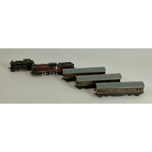 445 - TRIX, 04-0 TENDER LOCO 5647, PLUS CONTINENTAL 0-6-0 LOCO & 3 TINPLATE LMS COACHES