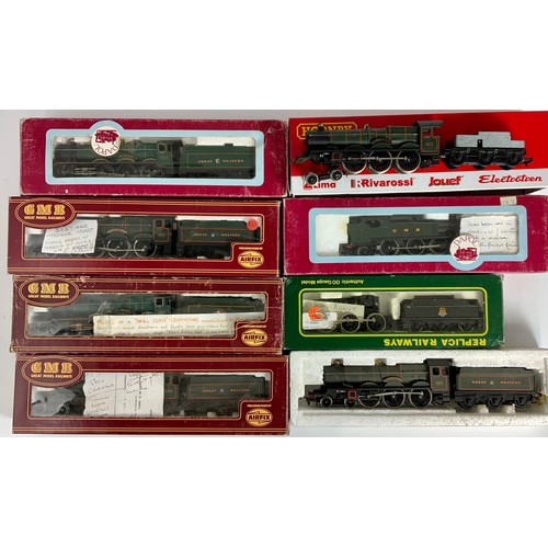 401 - AIRFIX / GMR LOCOMOTIVES, 5 PRAIRIE ETC, CASTLES, HALLS, A MIXED SELECTION EX LAYOUT BUT SPARES OR R... 