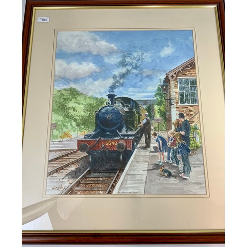 283 - TWO ALAN WARD PRINTS, GWR 5542 ON THE WEST SOMERSET RAILWAY, APPROX. 60 X 70 CM, & PANNIER 6412 AT M... 