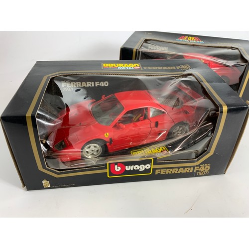 201 - BURAGO, 2 BOXED MODEL CARS, 3019 FERRARI TESTAROSSA 1984 & 3032 FERRARI F40 1987 (PLASTIC COVER  A/F... 