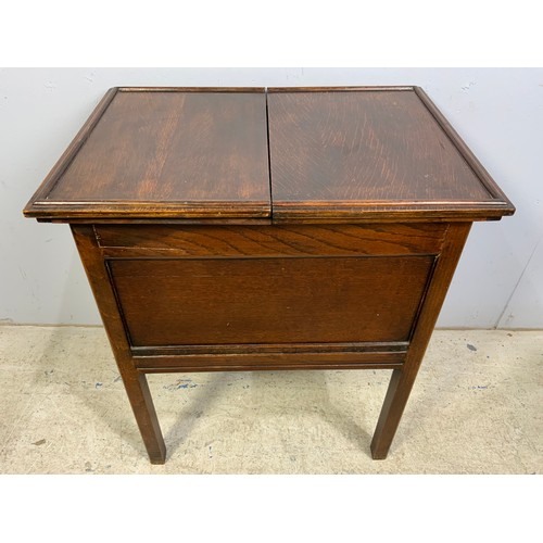 490 - OAK WORK BOX / TABLE AND A SWING MIRROR