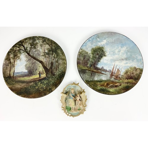 155 - PORCELAIN CHARGERS / WALL PLAQUES LARGEST 39cm in DIAMETER