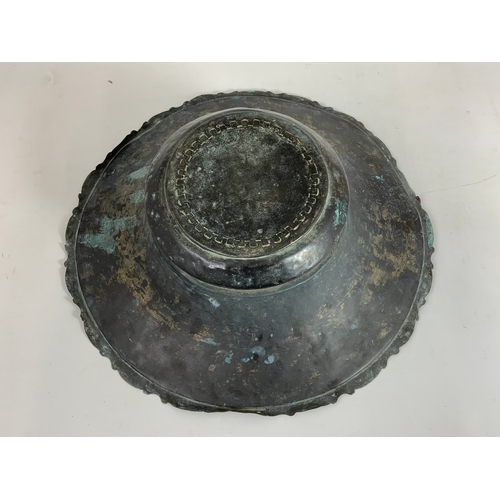 272 - CIRCULAR BOWL, SPITOON, POSSIBLY OF EASTERN ORIGIN, APPROX. 43 CM IN DAIMETER, WITH DECORATION.