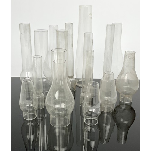 201 - QUANTITY OF GLASS OIL LAMP CHIMNEYS