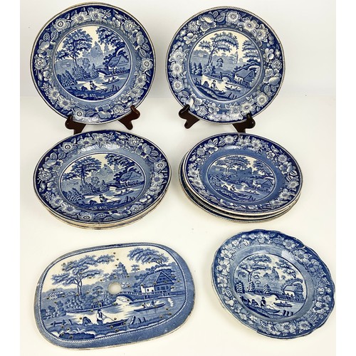 151 - QUANTITY OF BLUE AND WHITE TRANSFER DECORATED DISHES