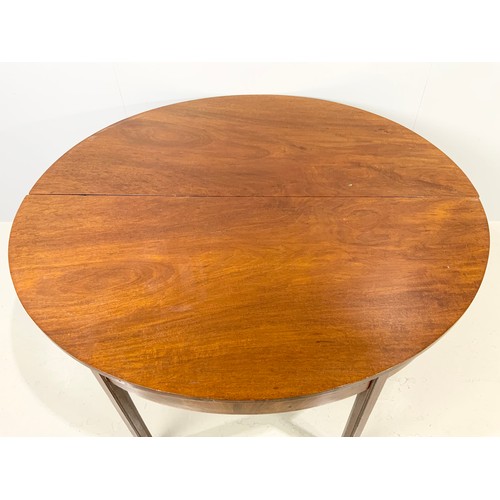 484 - 2 SECTION  MAHOGANY D END TABLE 137CM