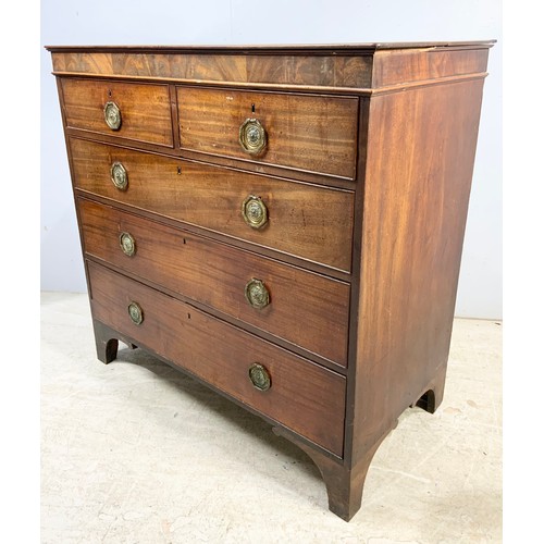 518 - MAHOGANY CHEST OF 2 OVER 3 DRAWERS ON BRACKET FEET 106cm LONG