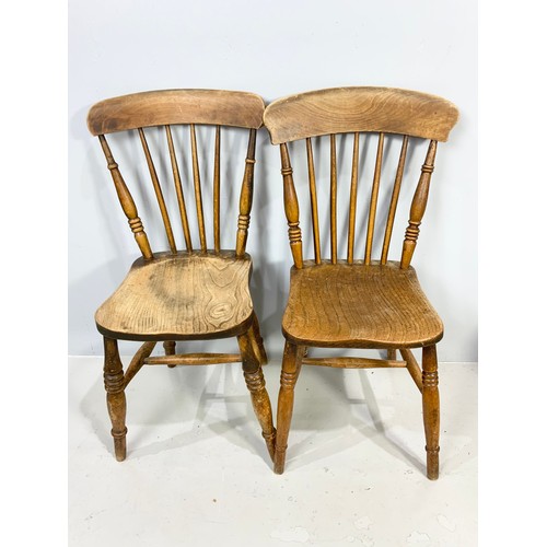 506 - PAIR OF ELM CHAIRS AND 2 OTHERS WITH CANED SEAT & A UPHOLSTERED CHAIR