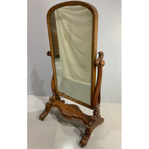 539 - VERY IMPRESSIVE MAHOGANY FRAME CHEVAL MIRROR ON STAND